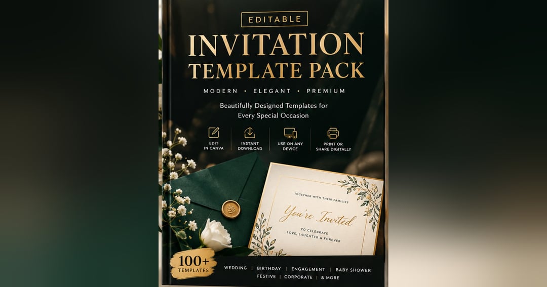 Invitation Template Pack Guide | Wedding, Birthday, Engagement, Baby Shower & More | Copy-Ready Wording + Canva Workflow