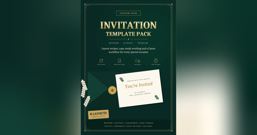 Invitation Template Pack Guide | Wedding, Birthday, Engagement, Baby Shower & More | Copy-Ready Wording + Canva Workflow, image 2