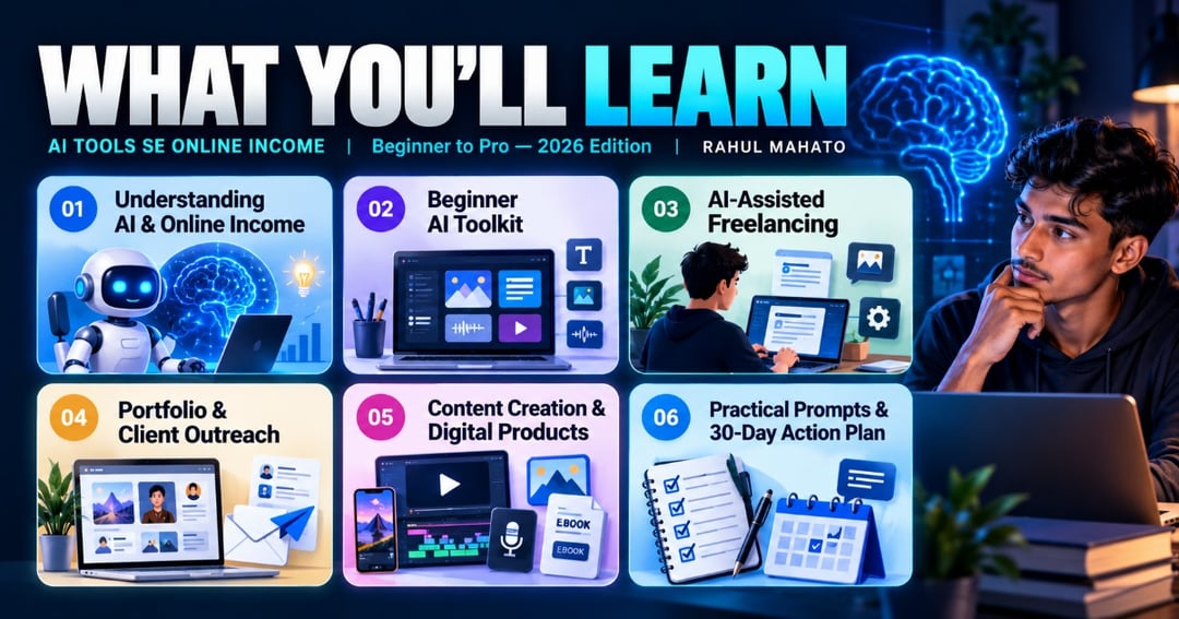 AI Tools Se Online Income — Beginner to Pro | Practical Hinglish eBook by Rahul Mahato, image 2