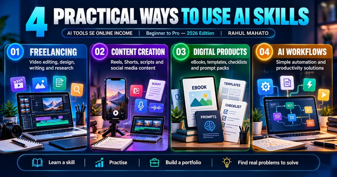 AI Tools Se Online Income — Beginner to Pro | Practical Hinglish eBook by Rahul Mahato, image 4