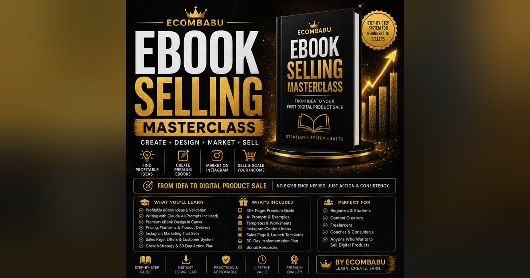 Ebook Selling Masterclass – From Idea to Your First Digital Product Sale