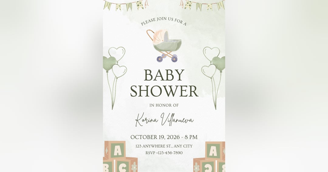 Cute Baby Shower Invitation Card  - Digital Invitation