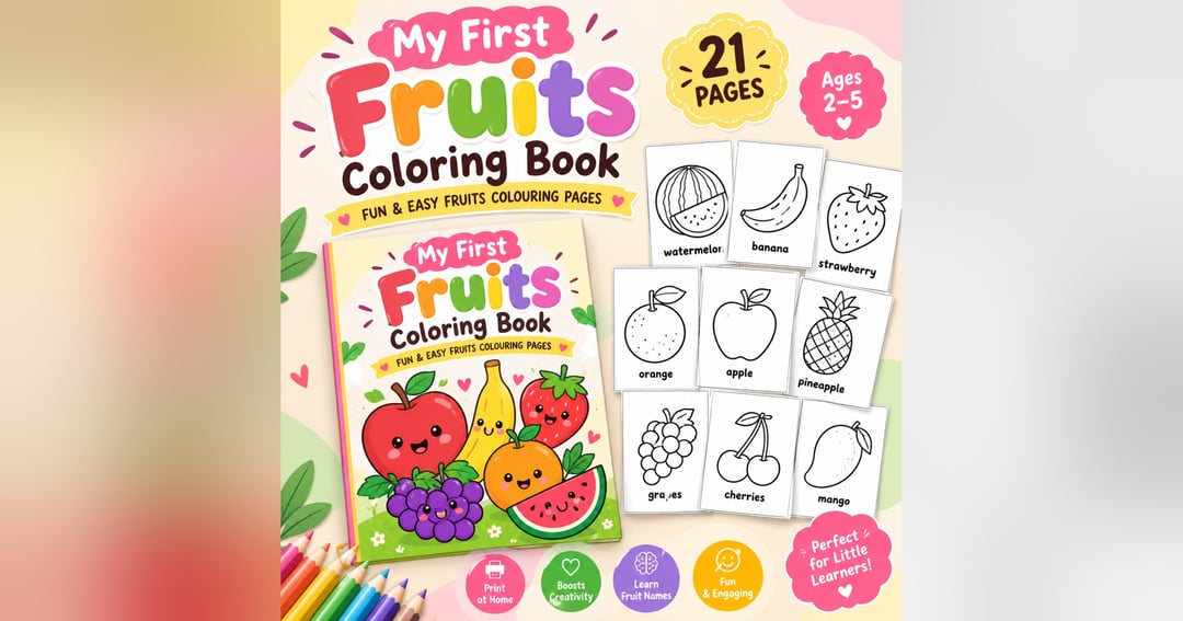 My First Fruits Colouring Book For Kids, image 2