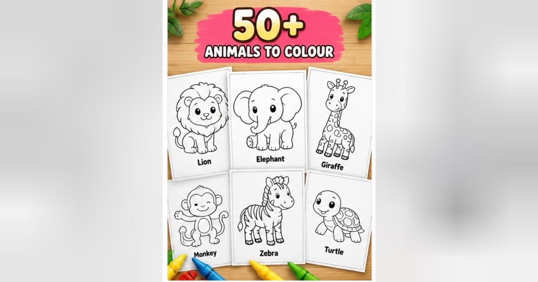50+ Animals Colouring Book for Kids (Printable PDF), image 2