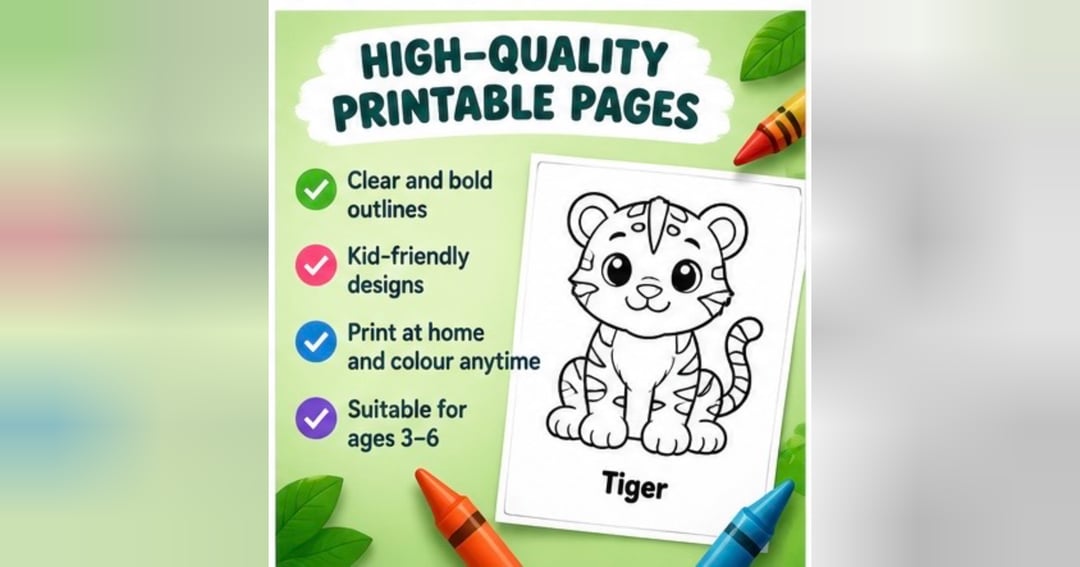 50+ Animals Colouring Book for Kids (Printable PDF), image 4