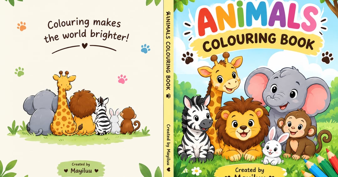 Animal colouring book for kid's