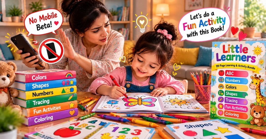 📵 Screen Time Kam Karo, Kids Ko Learning Se Jodo! | Little Learners Printable Activity Book for Kids (Ages 3–6), image 2