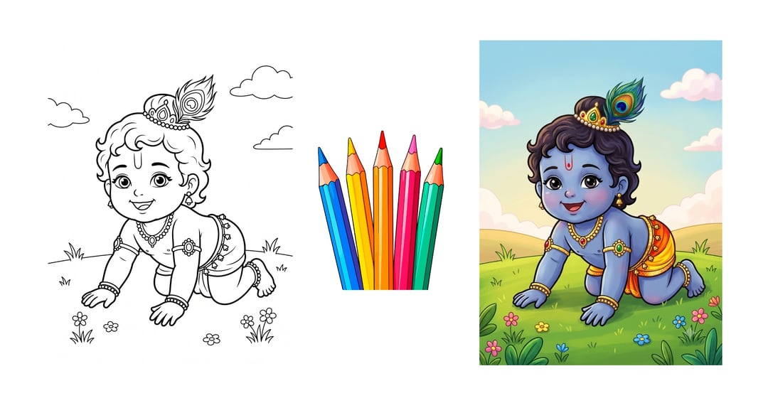 Little Krishna Colouring Book – 15 Fun Printable Pages, image 3