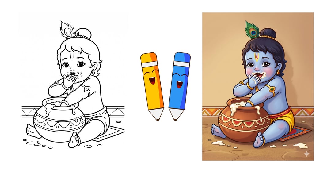 Little Krishna Colouring Book – 15 Fun Printable Pages, image 2