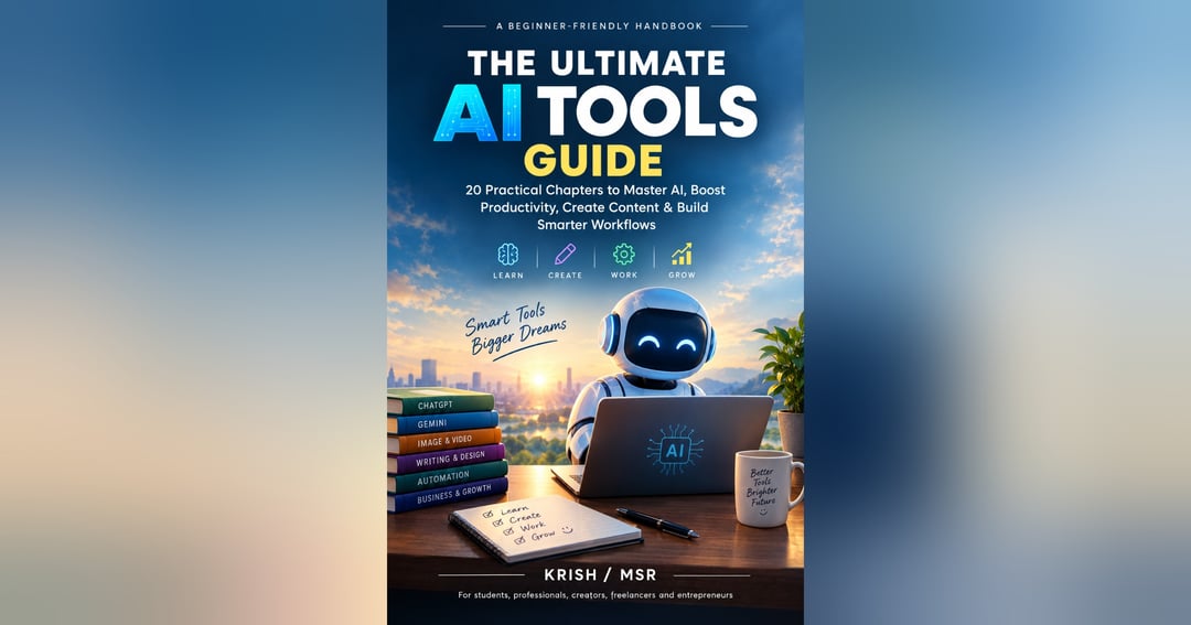 The Ultimate AI Tools Guide  A Beginner-Friendly Handbook to Master AI, Boost Productivity, Create Content & Build Smarter Workflows  Author: KRISH / MSR