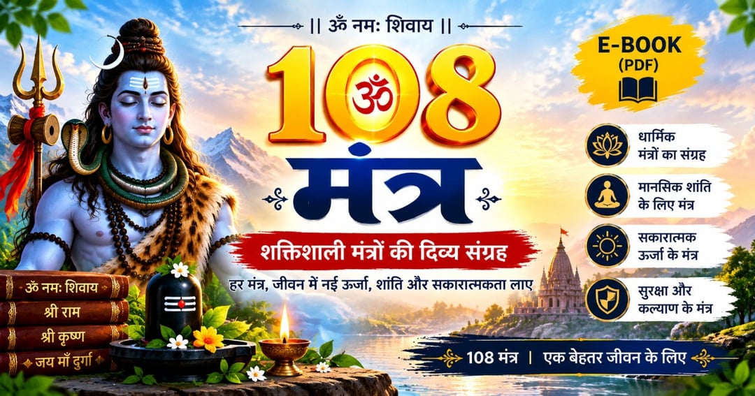 108 शक्तिशाली मंत्र ईबुक 🔱 | मन की शांति, सकारात्मक ऊर्जा और बेहतर जीवन का संपूर्ण संग्रह