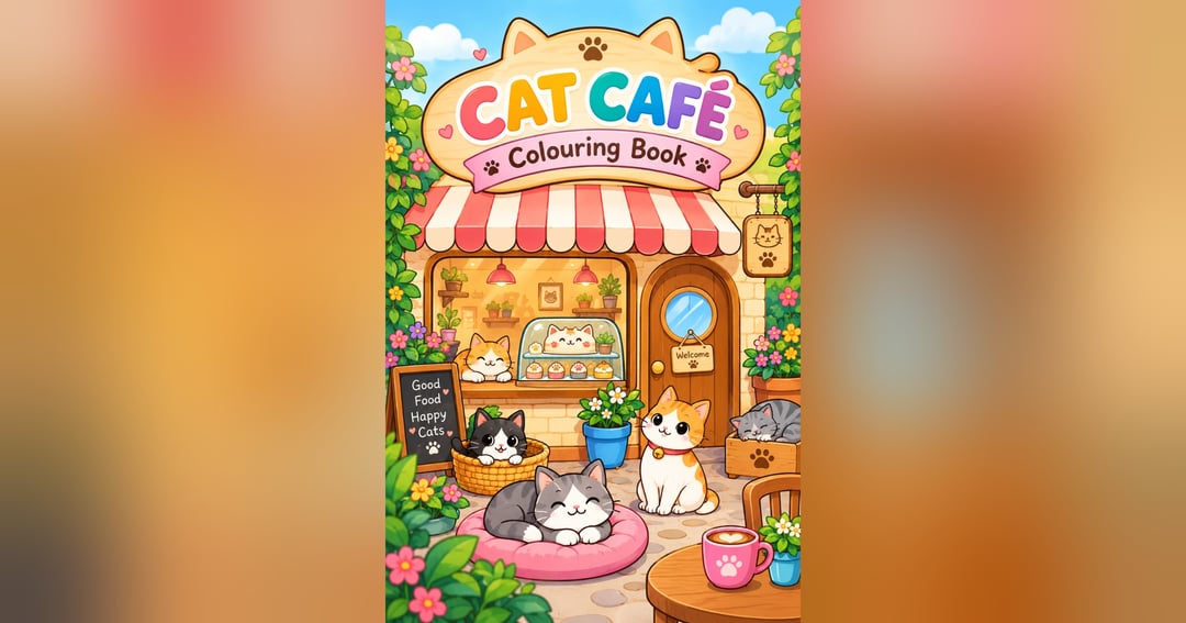 Cat Café Colouring Book