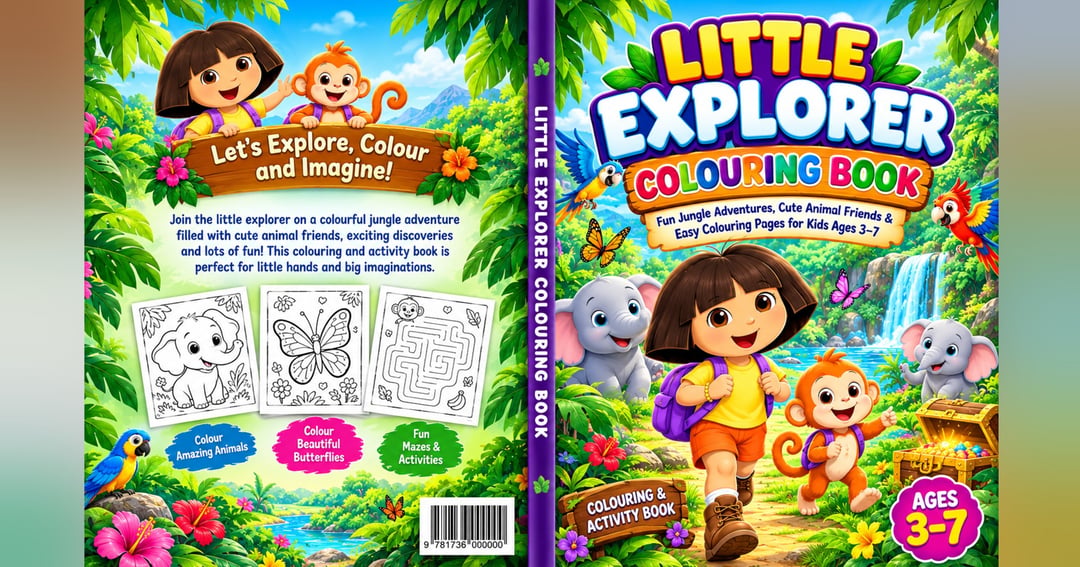 Little Explorer Colouring Book for Kids Ages 3–7 | Jungle Animals & Fun Activities