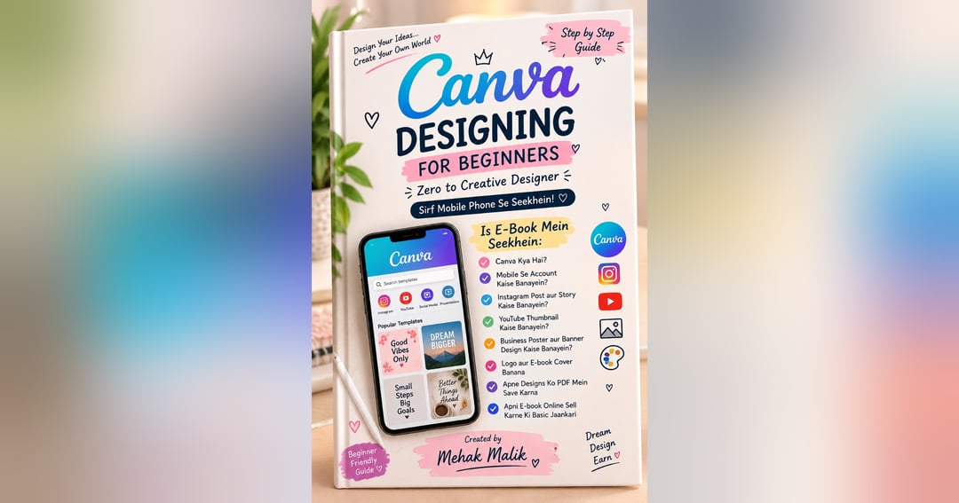 🎨 Canva Designing E-Book 📘✨ 📱 Mobile Se Design Banana Seekhein! 💖 Beginners Ke Liye Best Guide 👩🏻‍💻 By Mehak Malik ❤️, image 2