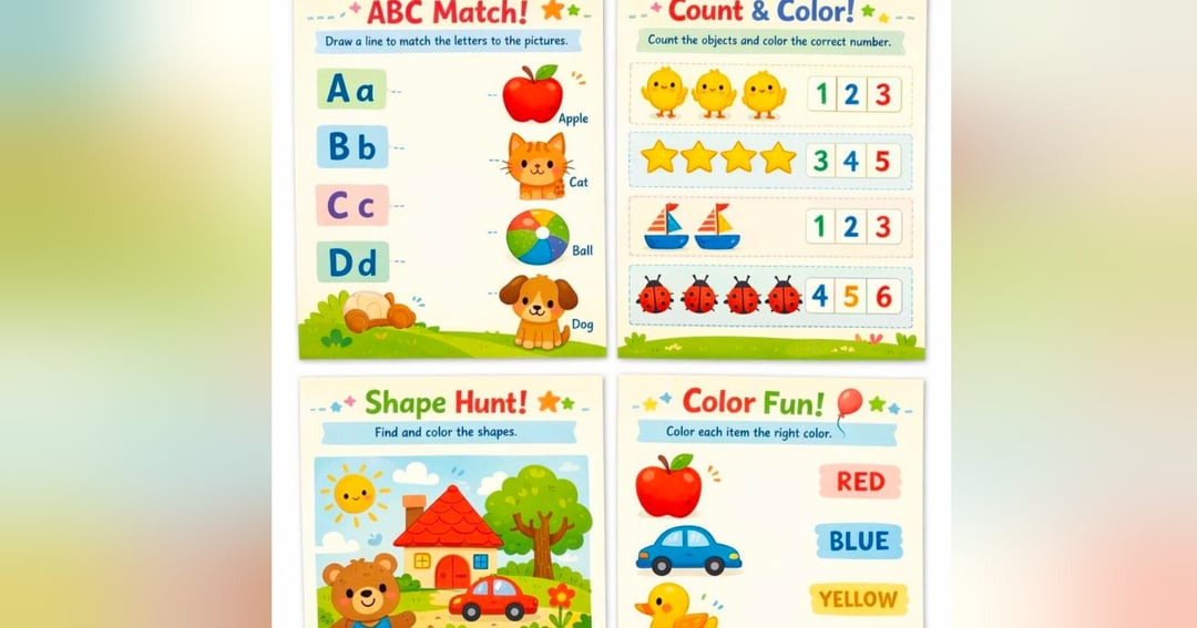 Screen-Free Learning Fun! Preschool Activity Pack | Letters, Numbers, Shapes & Weekly Goals | Ages 3–5 Printable, image 4