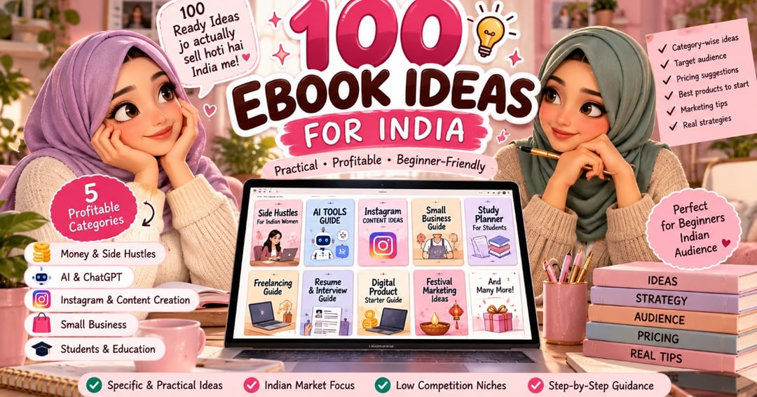 India Mein Sell Karne Ke Liye 100 Ebook Ideas | Beginner Hinglish Guide