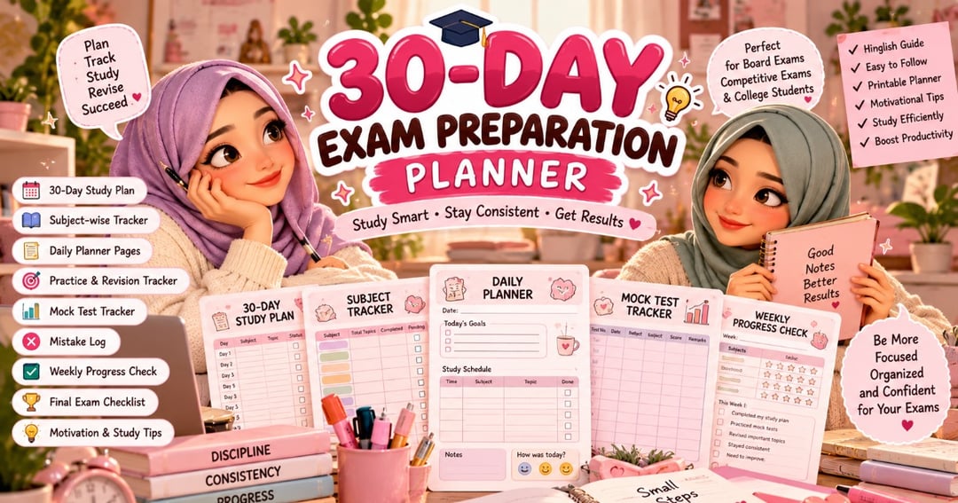 30 Din Ka Complete Study Plan — Daily Goals, Revision, Practice, Mock Tests & Progress Tracking