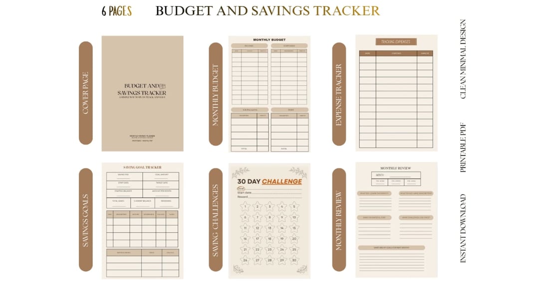 Budget & Savings Tracker | Printable PDF, image 2
