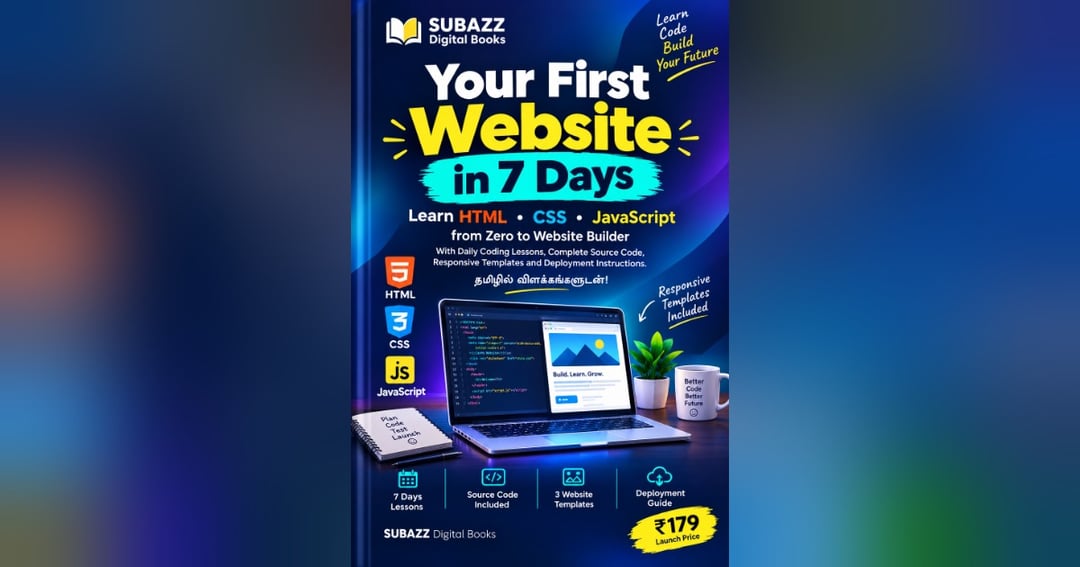 Your First Website in 7 Days โ Beginnerโs Guide to HTML, CSS & JavaScript