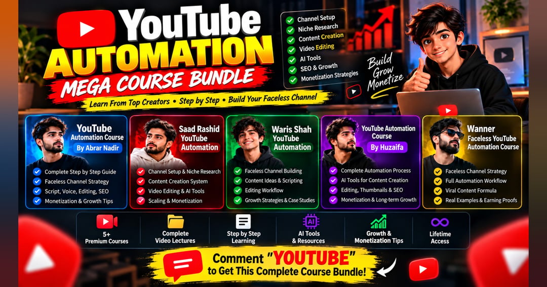 YouTube Automation Mega Course Bundle 2026 | 5+ Premium Courses | Faceless YouTube Channel Mastery