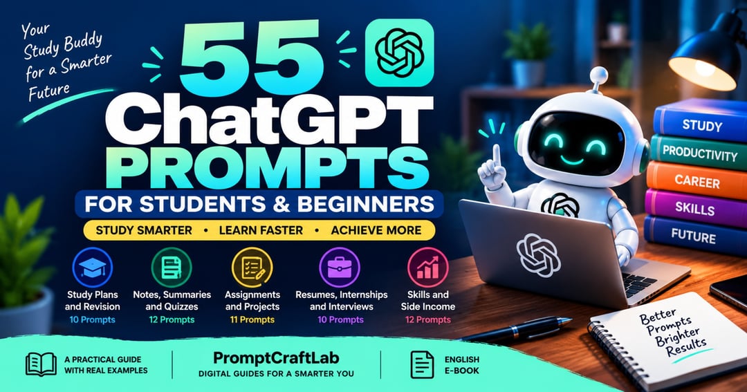 AI Prompts for Students: 55 Copy-Paste Prompts for Exams, Notes, Projects & Internships