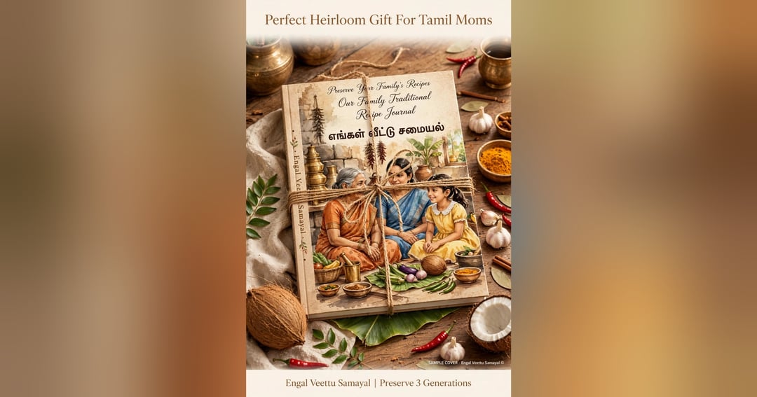 Engal Veettu Samayal - Heirloom Family Recipe Journal | 50 +Pages | Preserve Amma's Recipes For Generations | NRI Tamil Families Gift