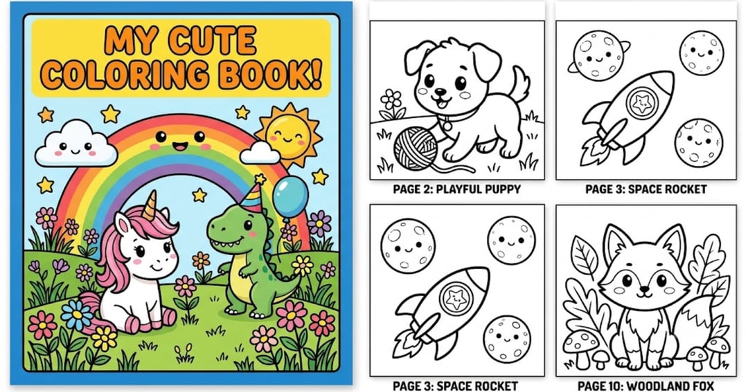 Kawaii Coloring Book for Kids – 15 Cute Printable Coloring Pages, image 2