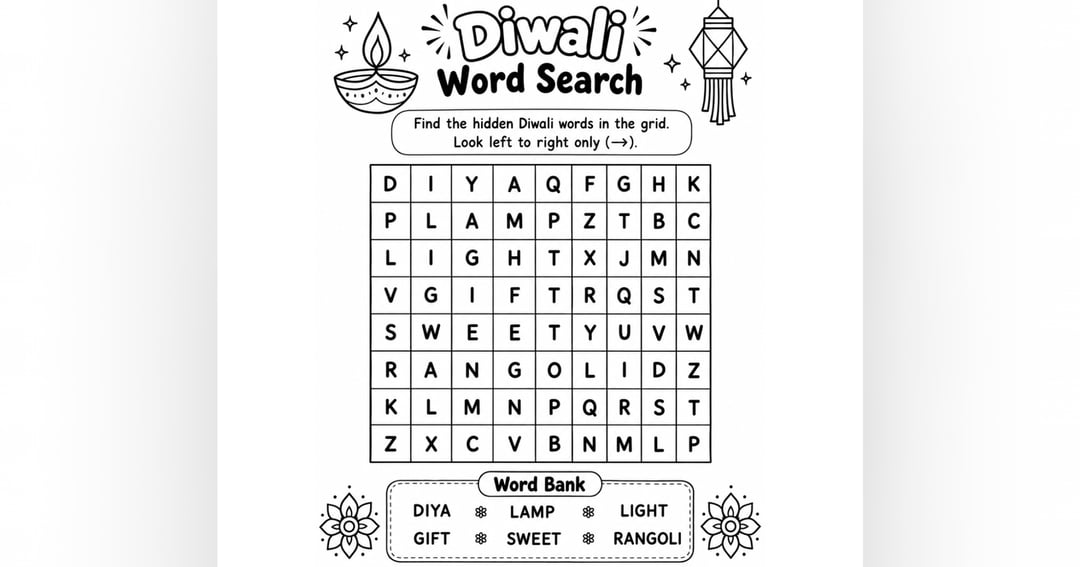 Diwali Activity Book for Kids - Colouring, Maze, Word Search & More πͺ | 30 Pages Festival Fun, image 4