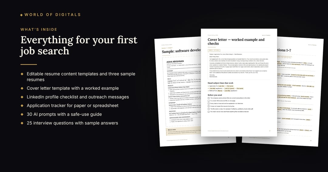 Fresher Job Hunt AI Kit – Resume, Outreach & Interview Workbook (PDF), image 2