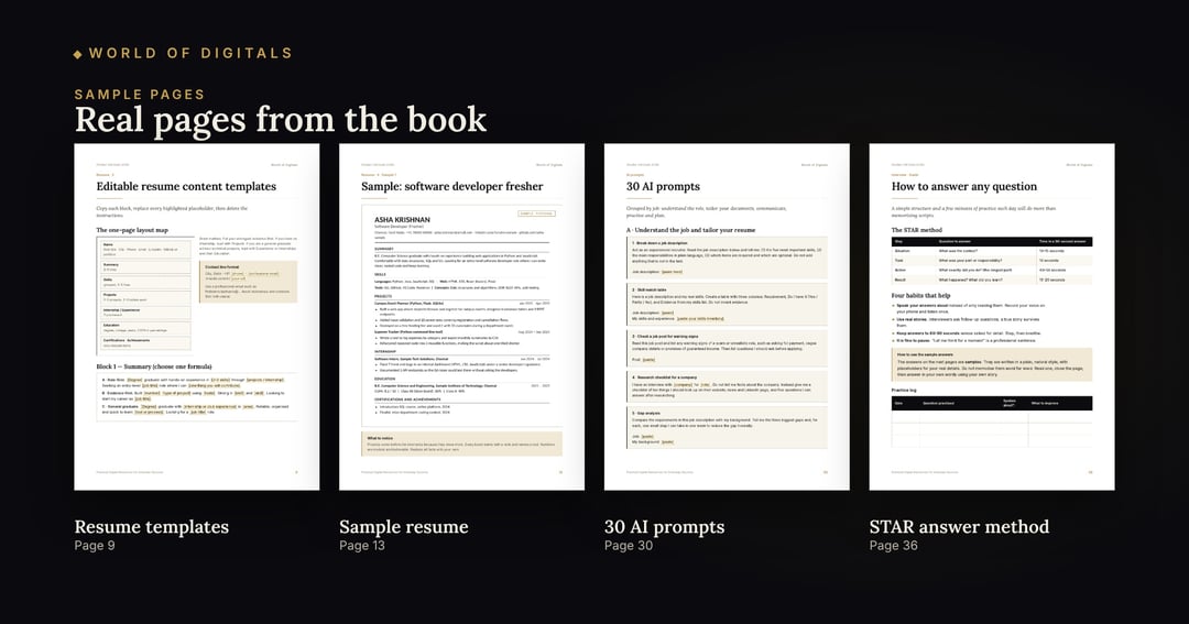 Fresher Job Hunt AI Kit – Resume, Outreach & Interview Workbook (PDF), image 3
