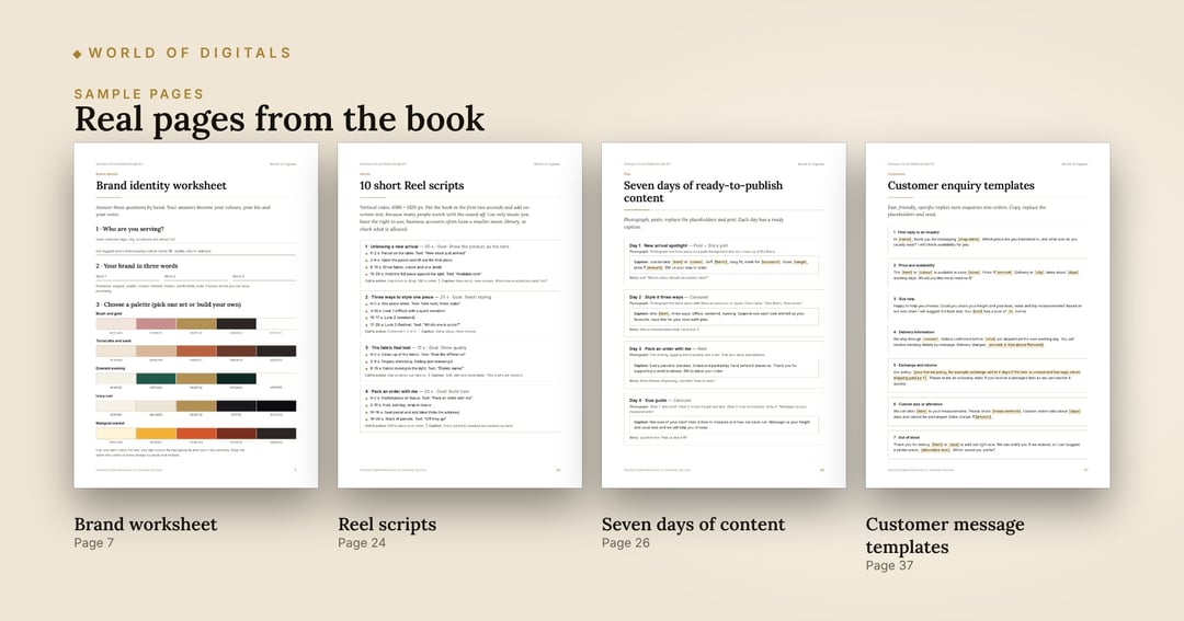Boutique Social Media Design Kit – Captions, Reel Scripts & Content Calendar (PDF), image 3