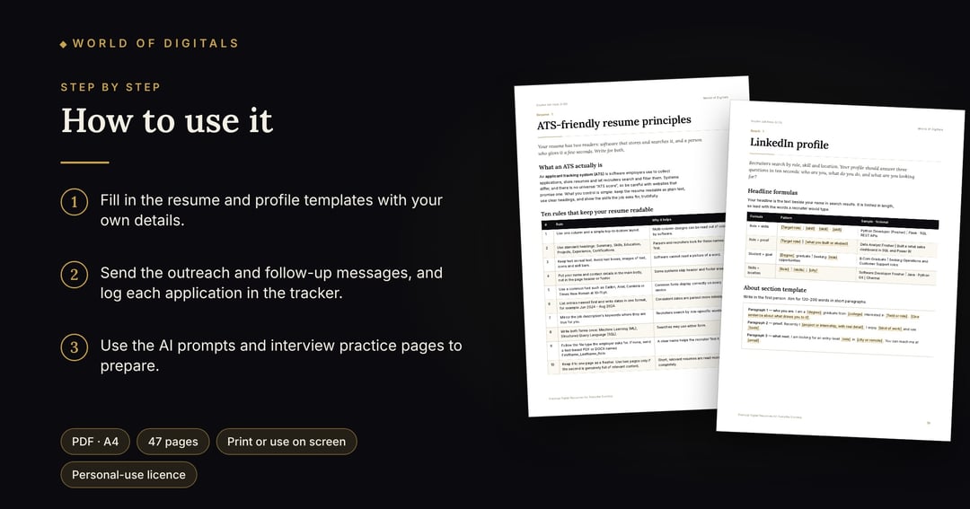 Fresher Job Hunt AI Kit – Resume, Outreach & Interview Workbook (PDF), image 4