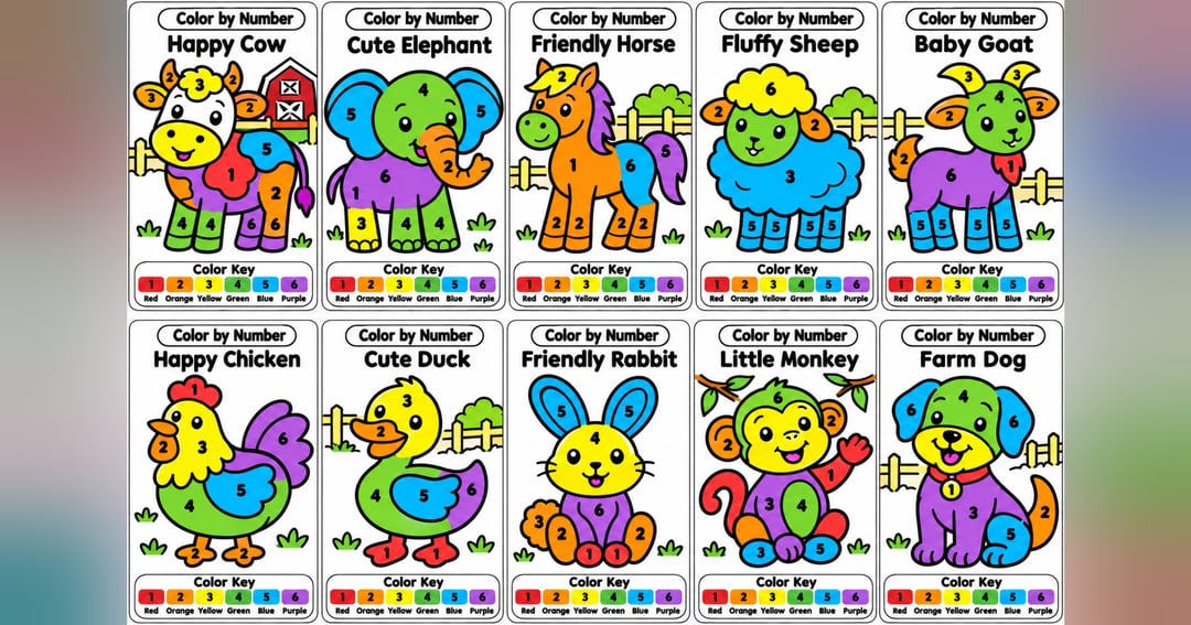 Farm Animals - Color by Numbers, image 2