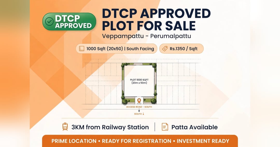 Veppampattu - Perumalpattu DTCP Plot | 1000 Sqft | South Facing