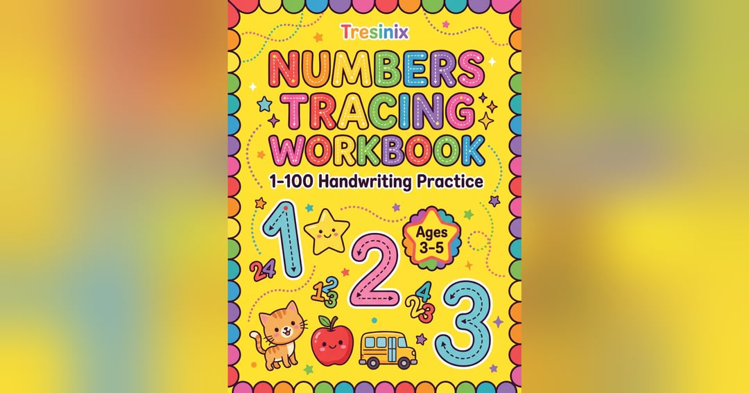 Tresinix Number Tracing Workbook: 1-100 Handwriting Practice for Kids (Ages 3-5)