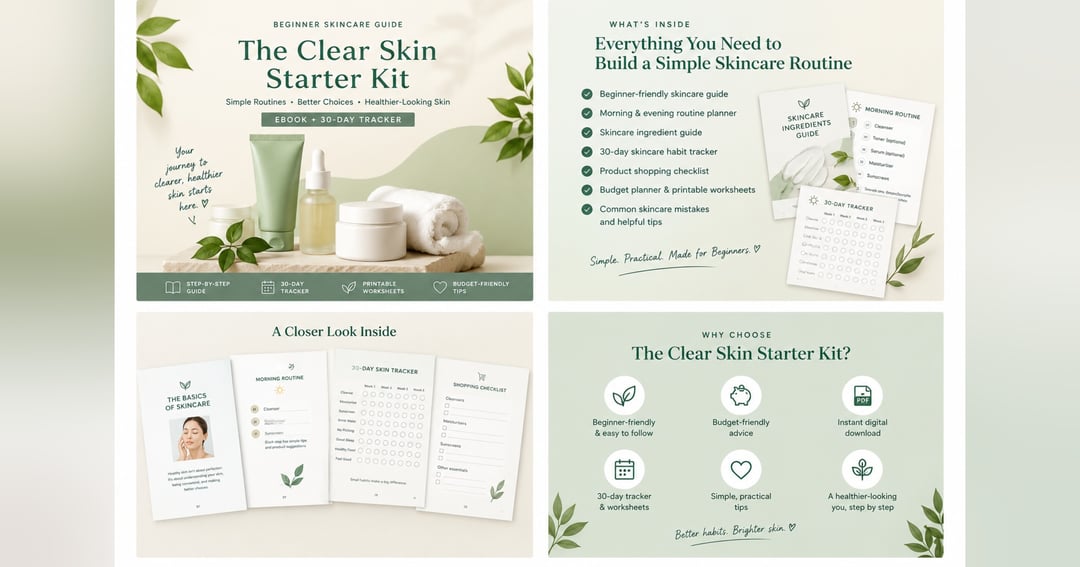 The Clear Skin Starter Kit 🌿 | Beginner Skincare Ebook + 30-Day Tracker, image 2