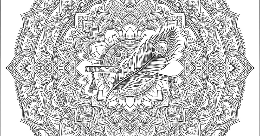 Discover a beautiful collection of Krishna-themed coloring pages inspired by the playful adventures, divine stories, and peaceful moments of Lord Krishna., image 4