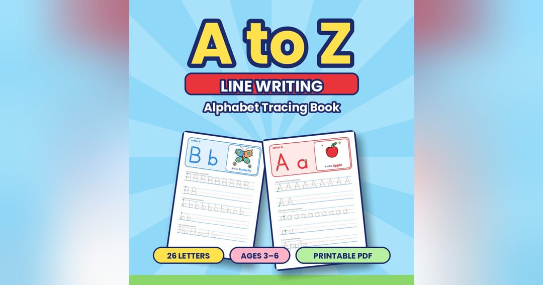 A to Z Alphabet Line Writing Book – Tracing Practice for Kids (Ages 3–6), image 2