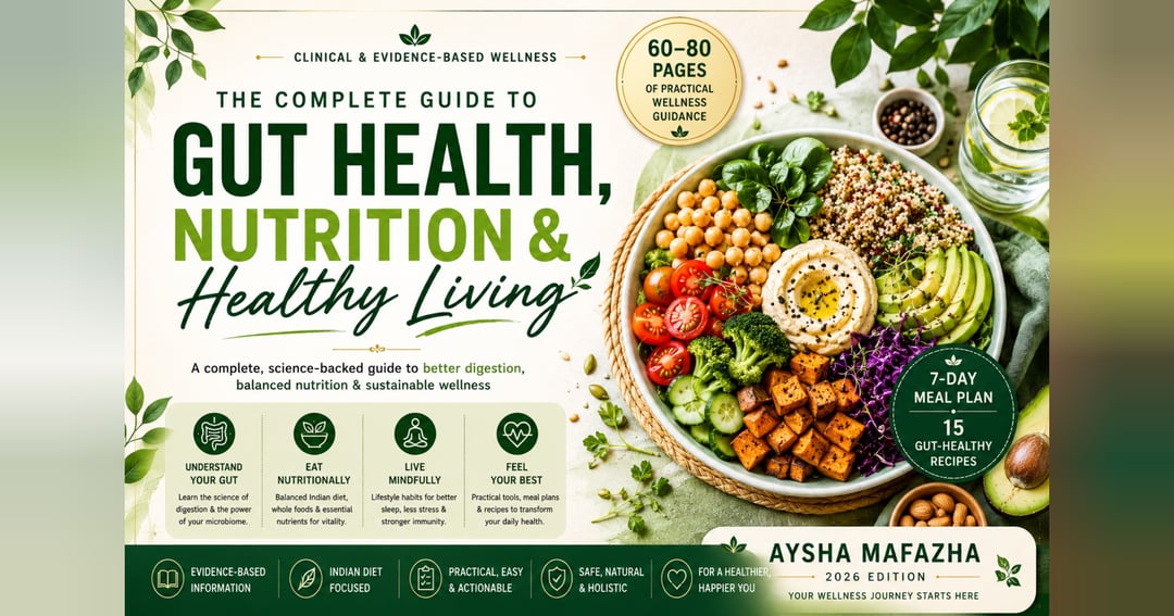 THE COMPLETE GUIDE TO GUT HEALTH, NUTRITION & HEALTHY LIVING 🌿  Learn about gut health, digestion, balanced nutrition, hydration, and healthy everyday habits with this practical digital guide.  ✨ What’s inside?  * Gut health and digestion basics * Nutrit