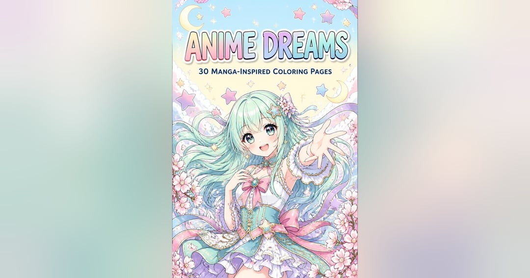Anime Dreams Coloring Book PDF | Manga-Inspired Black-and-White Coloring Pages | Printable Digital Download, image 2