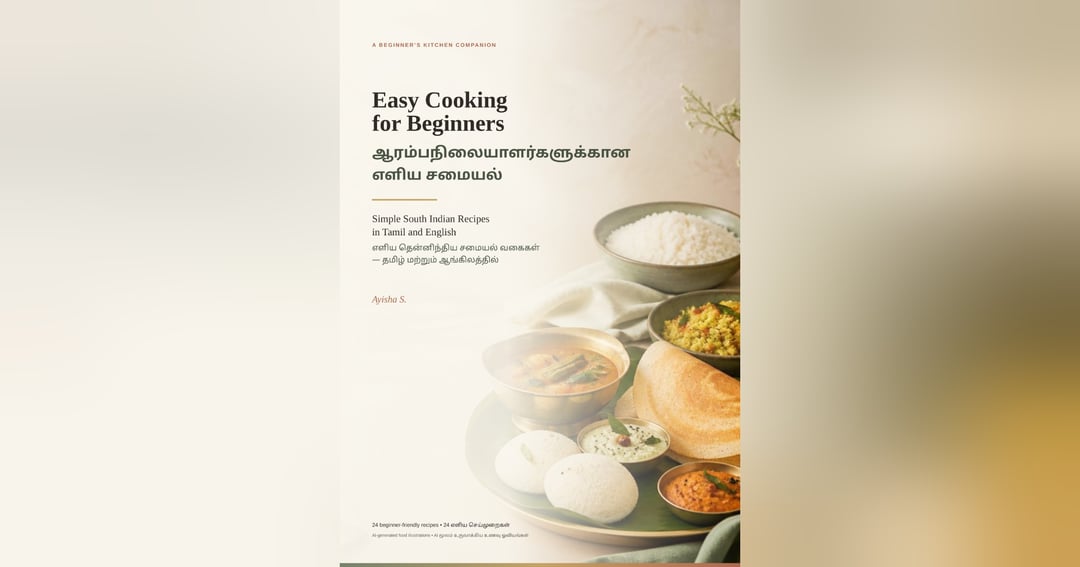 Easy Cooking for Beginners | 24 Simple South Indian Recipes in Tamil & English | Beginner Digital Cookbook by Ayisha S.
