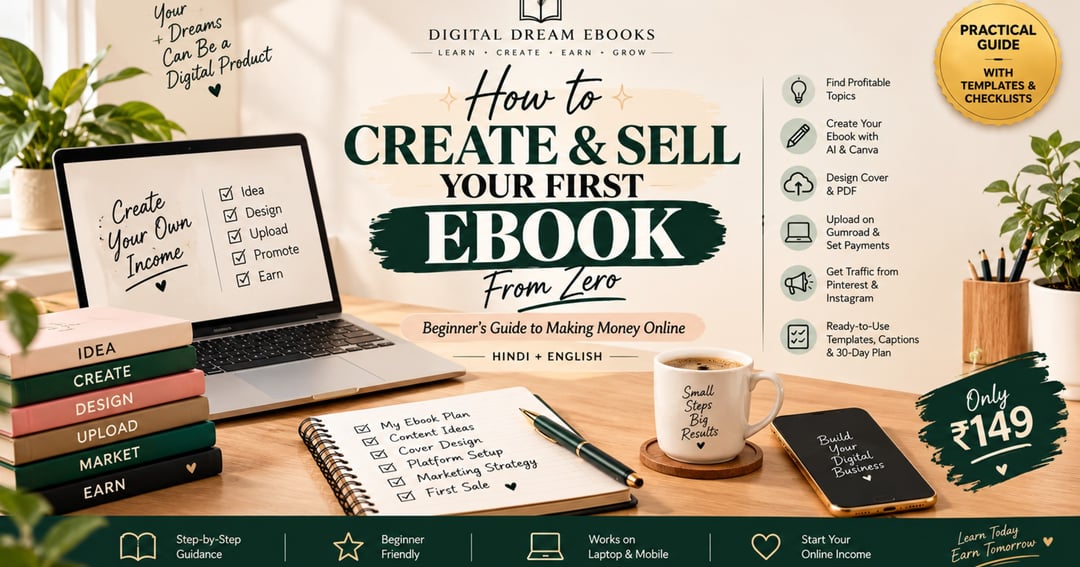 Create & Sell Your First Ebook From Zero | Beginner’s Guide to Making Money Online | Hindi + English