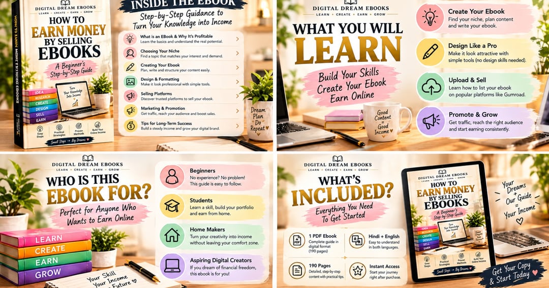 How to Earn Money by Selling Ebooks | 190 Pages Hindi + English Beginner’s Guide | Digital Dream Ebooks, image 5