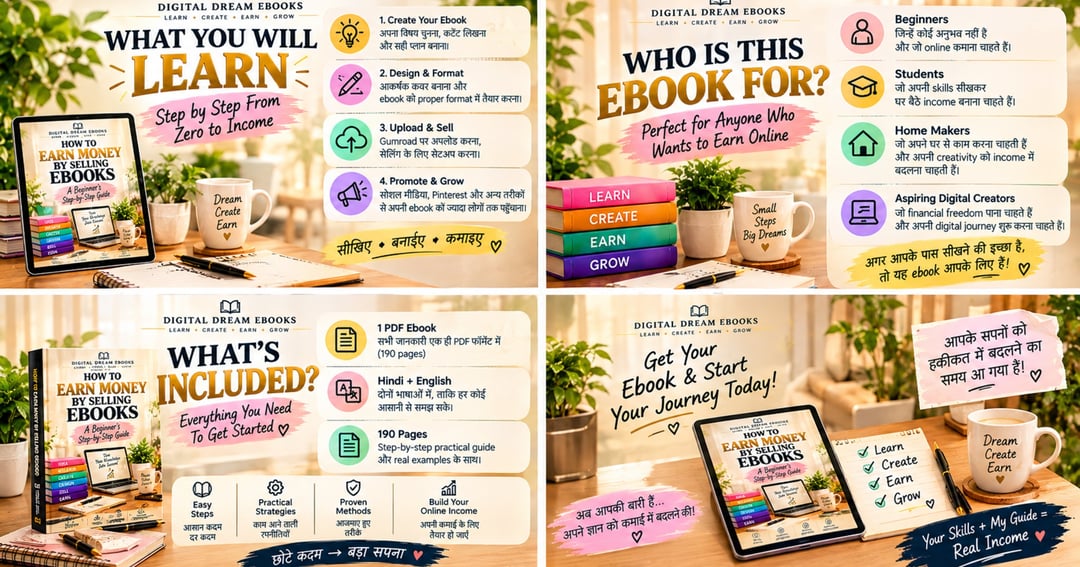 How to Earn Money by Selling Ebooks | 190 Pages Hindi + English Beginner’s Guide | Digital Dream Ebooks, image 4