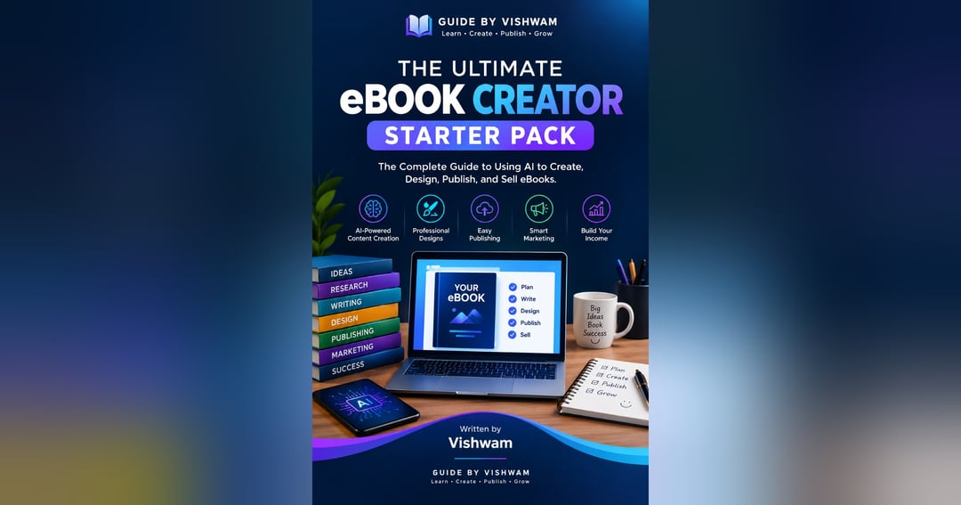 The Ultimate eBook Creator Starter Pack: Create, Design, Publish & Sell eBooks with AI | Guide by Vishwam