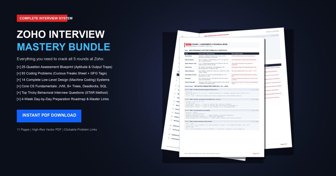 Crack Zoho in 30 Days: The Complete 5-Round Interview Handbook (PDF + Clickable Problem Links)