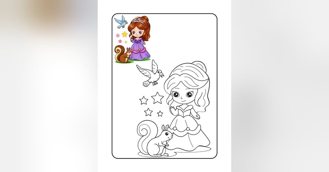 50+ Mermaid & Princess Coloring Book for Kids | Printable PDF, image 5