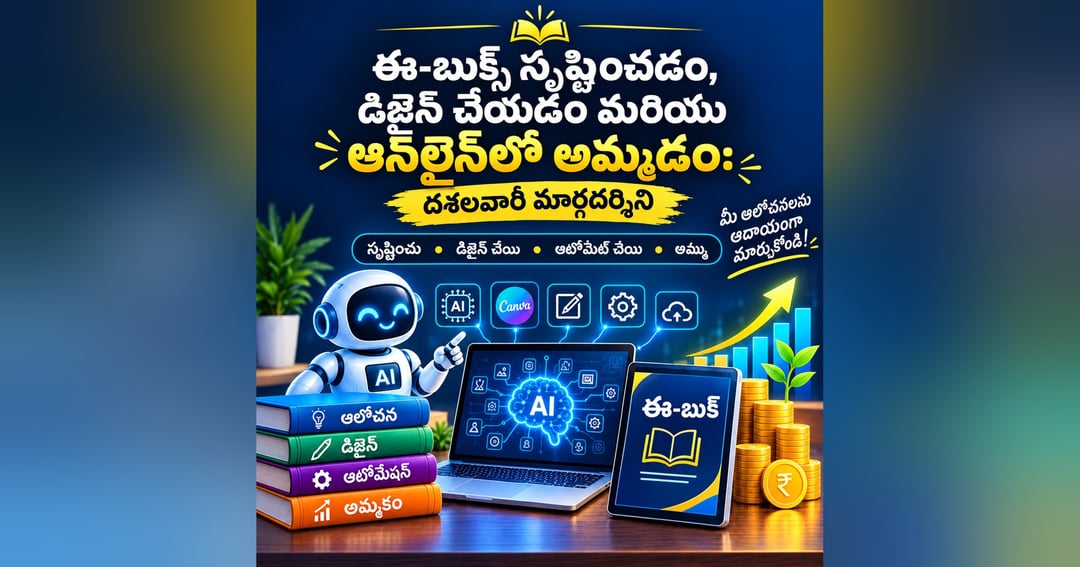 ₹0 పెట్టుబడితో ఈ-బుక్‌ను సృష్టించడం, డిజైన్ చేయడం మరియు ఆన్‌లైన్‌లో అమ్మడం కోసం స్టెప్-బై-స్టెప్ గైడ్ 💸📚
