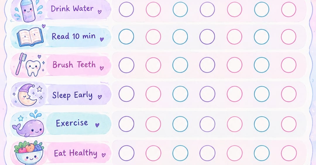Kawaii Ocean Weekly Habit Tracker | Pastel Sea Life Printable | A4 Digital Download, image 2