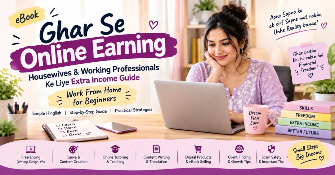 Ghar Se Online Earning – Housewives & Working Professionals Ke Liye Extra Income Guide | Work From Home for Beginners (Hindi + English)